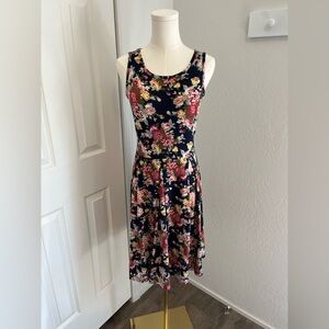 Navy Floral Sleeveless Dress